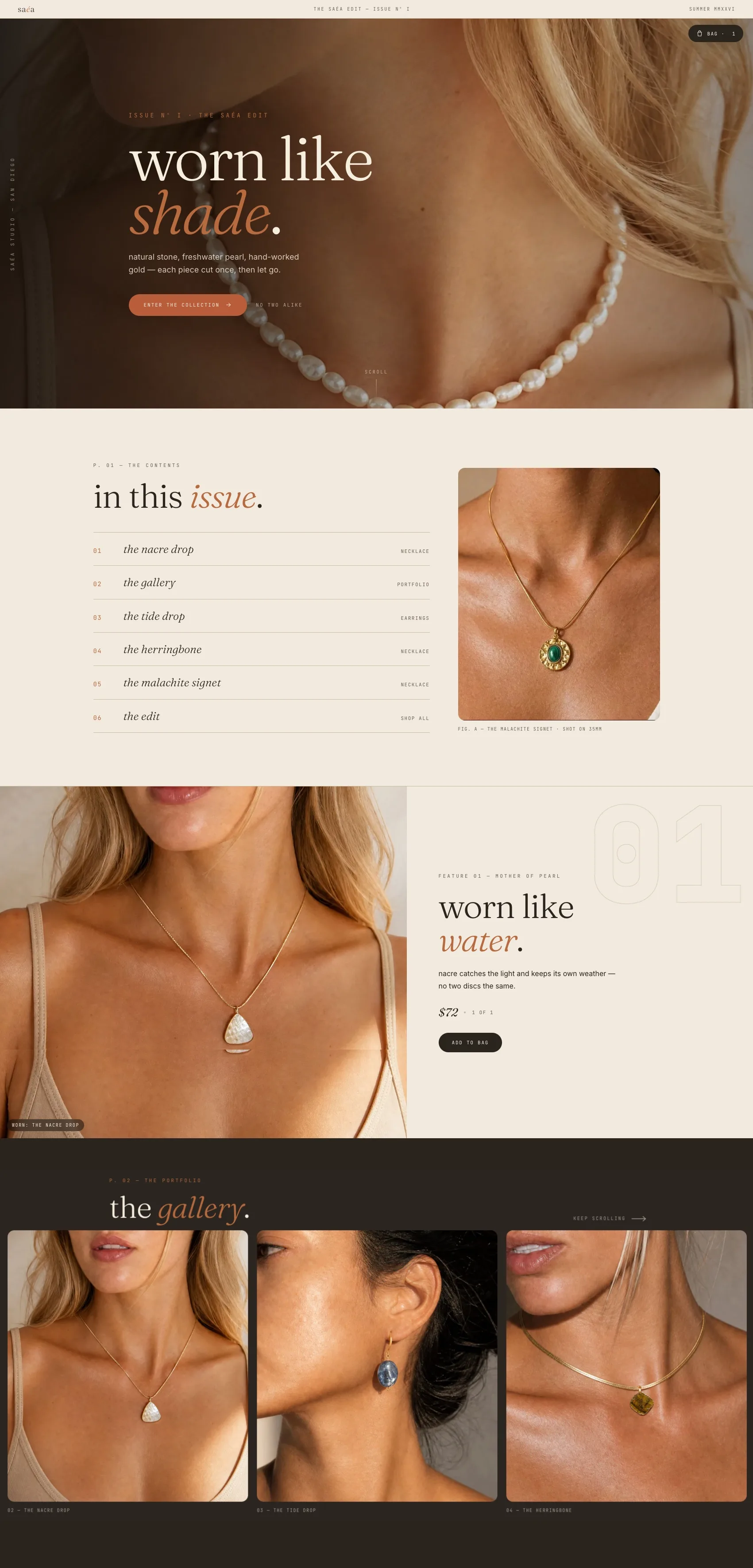 The Saéa Edit — custom magazine on Shopify’s blog engine