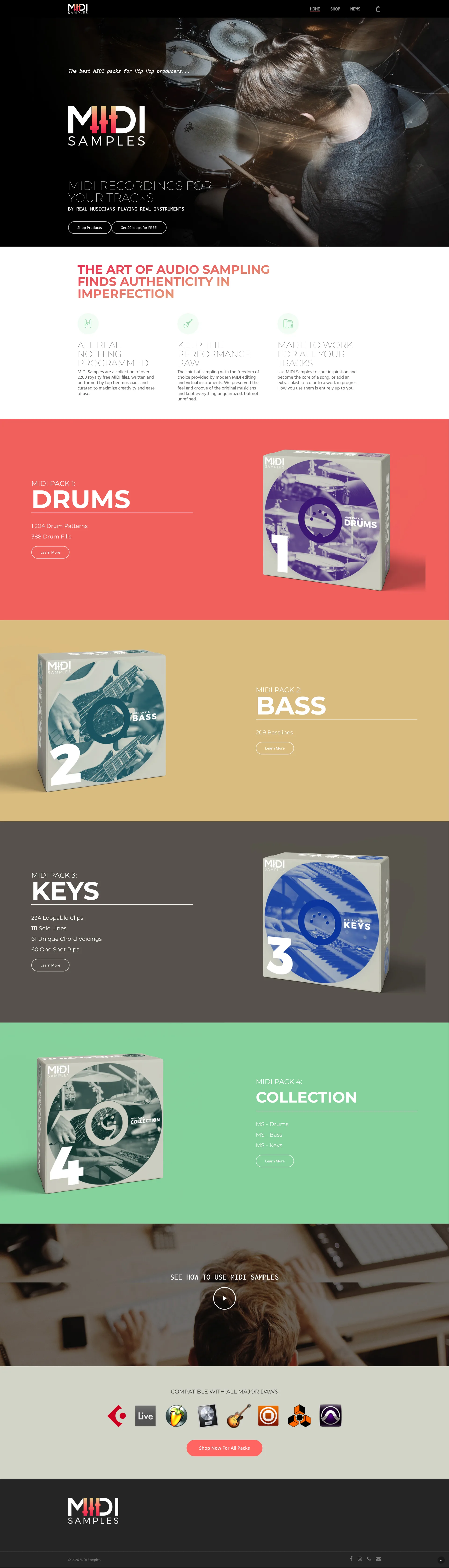 MIDI Samples site and packaging